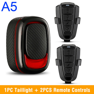 Sectyme Fara din spate pentru bicicletă, fără fir, impermeabilă, cu vibrații, alarmă antifurt, încărcare USB A5pro, lumină automată inteligentă de detectare a frânei pentru bicicletă