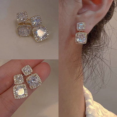 Популярни аксесоари Бижута Обеци за жени Bling кубичен цирконий Елегантни прекрасни женски сватбени обеци Pendientes