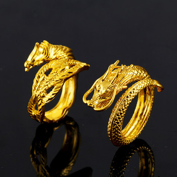 2021 Нов регулируем ретро пръстен за двойка Дракон и Феникс Годежен пръстен Красив пръстен Бижута Кръгъл пръстен Модни бижута