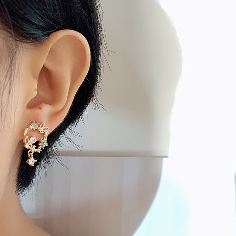 Išskirtiniai korėjietiški gėlių auskarai su drugeliais moterims Bling AAA cirkonio auskarai Madingi vestuvių vakarėliai papuošalai, dovanos