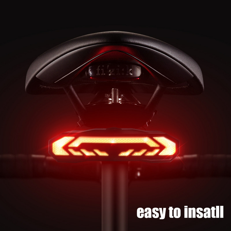 USB uzlādējams LED velosipēda signalizācijas velosipēda aizmugurējais lukturis pagrieziena signāla lukturi velosipēda lukturis aizmugurējā viedā velosipēda bezvadu tālvadības brīdinājuma gaisma