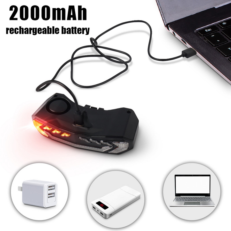 USB uzlādējams LED velosipēda signalizācijas velosipēda aizmugurējais lukturis pagrieziena signāla lukturi velosipēda lukturis aizmugurējā viedā velosipēda bezvadu tālvadības brīdinājuma gaisma