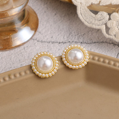 Cercei cu perle simulate de epocă mari, drăguți, la modă, elegante, create, cercei cu șnur de perle, pentru cadou de petrecere de nuntă