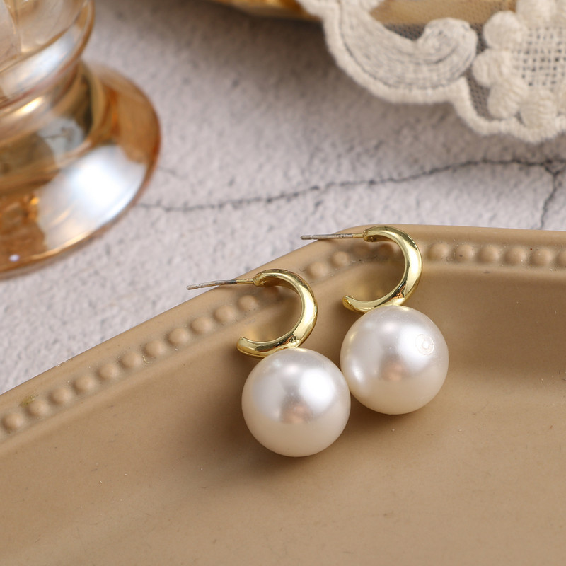 Cercei cu perle simulate de epocă mari, drăguți, la modă, elegante, create, cercei cu șnur de perle, pentru cadou de petrecere de nuntă