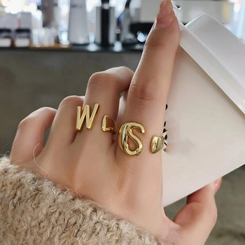 Νέο AZ Αγγλικό γράμμα Μεταλλικό ρυθμιζόμενο ανοιγόμενο δαχτυλίδι Όνομα μόδας γράμμα δαχτυλίδι Γυναικείο πάρτι Κοσμήματα Ανδρικά και Γυναικεία Unisex