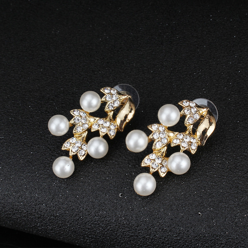 Colier de perle imitatie Cercei Set bijuterii nunta Dubai pentru femei Accesorii rochii Culori aurii