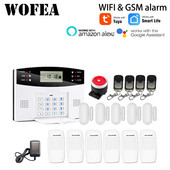 Wofea IOS Android Tuya Smart lifeAPP vadība bezvadu mājas drošības Wifi GSM signalizācijas sistēma Divvirzienu domofons SMS paziņojums par barošanu
