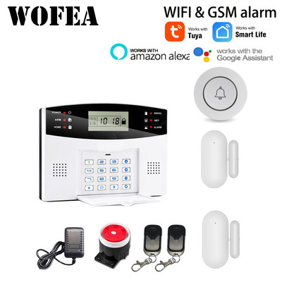 Wofea IOS Android Tuya Smart lifeAPP vadība bezvadu mājas drošības Wifi GSM signalizācijas sistēma Divvirzienu domofons SMS paziņojums par barošanu