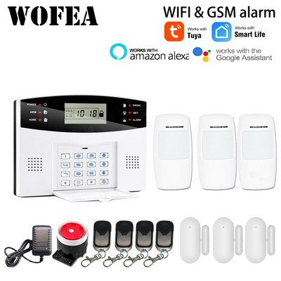 Wofea IOS Android Tuya Smart lifeAPP vadība bezvadu mājas drošības Wifi GSM signalizācijas sistēma Divvirzienu domofons SMS paziņojums par barošanu