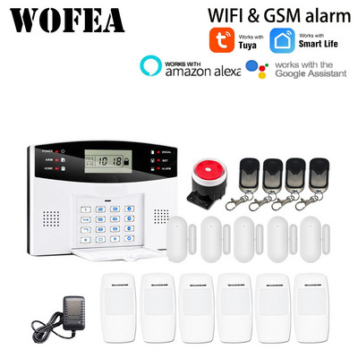 Wofea IOS Android Tuya Smart lifeAPP vadība bezvadu mājas drošības Wifi GSM signalizācijas sistēma Divvirzienu domofons SMS paziņojums par barošanu