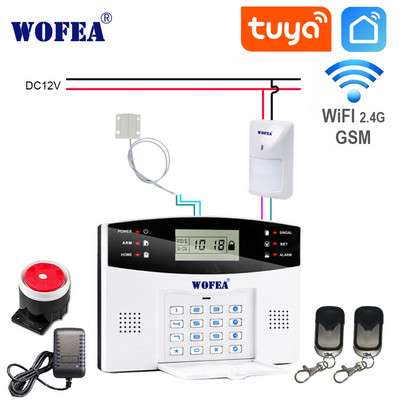 Wofea IOS Android Tuya Smart lifeAPP vadība bezvadu mājas drošības Wifi GSM signalizācijas sistēma Divvirzienu domofons SMS paziņojums par barošanu
