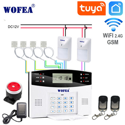Wofea IOS Android Tuya Smart lifeAPP vadība bezvadu mājas drošības Wifi GSM signalizācijas sistēma Divvirzienu domofons SMS paziņojums par barošanu