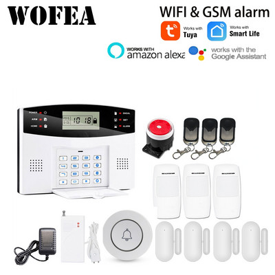 Wofea IOS Android Tuya Smart lifeAPP vadība bezvadu mājas drošības Wifi GSM signalizācijas sistēma Divvirzienu domofons SMS paziņojums par barošanu