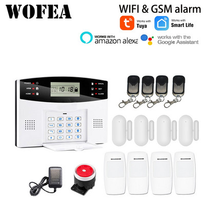 Wofea IOS Android Tuya Smart lifeAPP vadība bezvadu mājas drošības Wifi GSM signalizācijas sistēma Divvirzienu domofons SMS paziņojums par barošanu