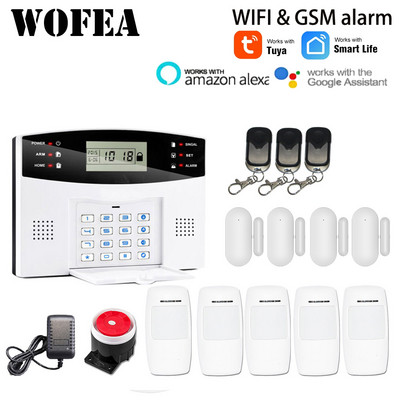 Wofea IOS Android Tuya Smart lifeAPP vadība bezvadu mājas drošības Wifi GSM signalizācijas sistēma Divvirzienu domofons SMS paziņojums par barošanu