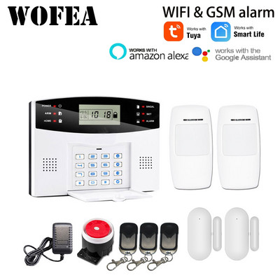 Wofea IOS Android Tuya Smart lifeAPP vadība bezvadu mājas drošības Wifi GSM signalizācijas sistēma Divvirzienu domofons SMS paziņojums par barošanu