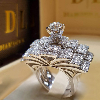 Серия от 2 бр./комплект! Модерен комплект кръгли пръстени с бял кристал Milangirl за жени, сватба, годеж, парти, модни бижута, цяла разпродажба