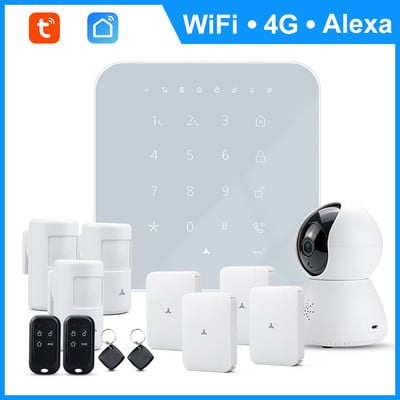 WIFI GSM 3G 4G domáci bezpečnostný inteligentný alarm systém proti vlámaniu voliteľná sada Tuya APP Control Arm Disarm môže pracovať s Alexou