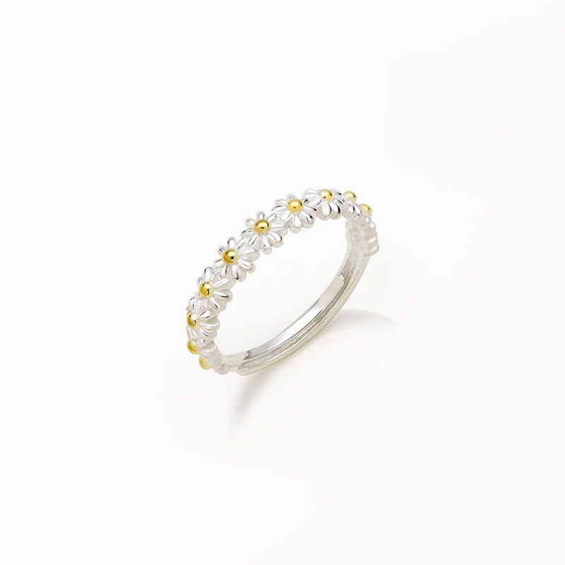 Inele Vintage Daisy pentru femei Inel drăguț cu flori Manșetă deschisă reglabilă Inele de logodnă de nuntă Bijuterii feminine Bague