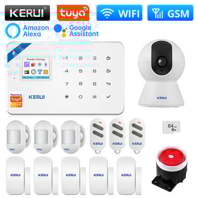 KERUI W181 Σύστημα συναγερμού για το σπίτι Υποστήριξη συναγερμού WIFI GSM Alexa Tuya Έξυπνος αισθητήρας κίνησης Ανιχνευτής αισθητήρα πόρτας Κάμερα IP Σειρήνας