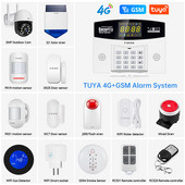 Fuers W214 DIY Tuya viedā signalizācijas sistēma 4G apsardzes signalizācija Smart Home GSM signalizācijas sistēma krāsu LCD displejs drošības kustības sensors