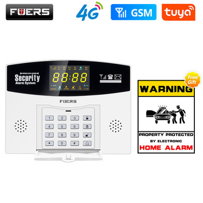 Fuers W214 DIY Tuya viedā signalizācijas sistēma 4G apsardzes signalizācija Smart Home GSM signalizācijas sistēma krāsu LCD displejs drošības kustības sensors