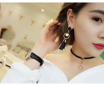 Корейски, Японски модни обеци с пискюли, непробити темперамент, висящи щипки за уши за жени Момиче Парти Бижута Подарък