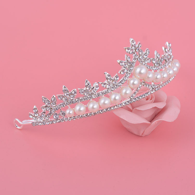 Великолепни перлени сватбени комплекти булчински бижута Жени Булка Сватбено парти Бижута Аксесоари Кристална тиара Корона Обеци Колие