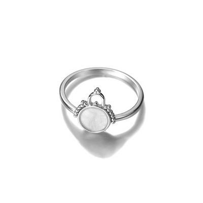 Inel de femeie din oțel inoxidabil de culoare argintie, opal, inele vintage, cupru, geometric, minimalist, inel gros, cadou elegant de bijuterii de nuntă