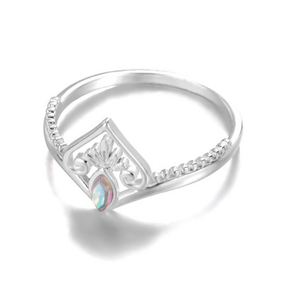 Inel de femeie din oțel inoxidabil de culoare argintie, opal, inele vintage, cupru, geometric, minimalist, inel gros, cadou elegant de bijuterii de nuntă