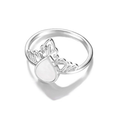 Inel de femeie din oțel inoxidabil de culoare argintie, opal, inele vintage, cupru, geometric, minimalist, inel gros, cadou elegant de bijuterii de nuntă