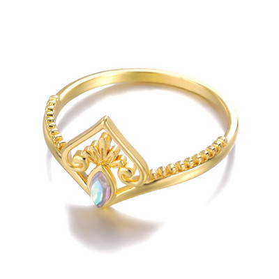 Inel de femeie din oțel inoxidabil de culoare argintie, opal, inele vintage, cupru, geometric, minimalist, inel gros, cadou elegant de bijuterii de nuntă