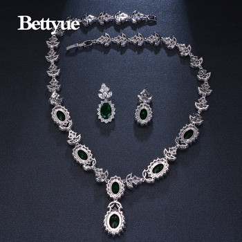 Bettyue Brand Charm Модни луксозни комплекти бижута AAA Zircon Green Geometric Florid Булчински комплект бижута за жени Сватбен подарък