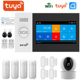 Tuya WIFI GSM trauksmes sistēma APP tālvadības pults trauksmes panelis, pārslēdzams 9 valodās, bezvadu mājas drošība RFID kartes sviras atslēgšana