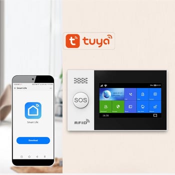 Tuya WIFI GSM Alarm APP Πίνακας συναγερμού τηλεχειριστηρίου με δυνατότητα εναλλαγής 9 γλωσσών Ασύρματο σπίτι Ασφάλεια RFID Αφόπλιση κάρτας