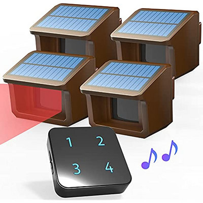 HTZSAFE 800 de metri Alarma solară fără fir pentru alee de exterior Senzor și detector de mișcare rezistent la intemperii Sistem de alertă de securitate DIY