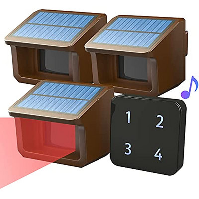 HTZSAFE 800 de metri Alarma solară fără fir pentru alee de exterior Senzor și detector de mișcare rezistent la intemperii Sistem de alertă de securitate DIY