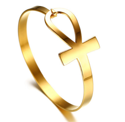 316L неръждаема стомана Egyptian Life Cross висулка Колие Комплект гривни Комплект бижута Anka Cross No Fade