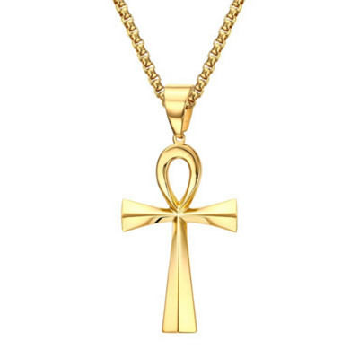 316L неръждаема стомана Egyptian Life Cross висулка Колие Комплект гривни Комплект бижута Anka Cross No Fade