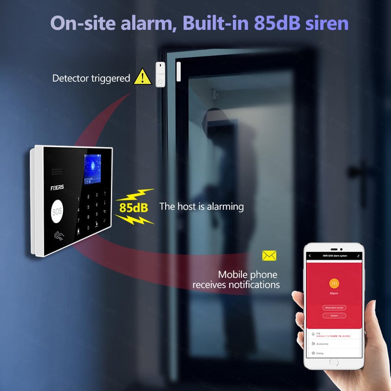 Fuers G34 Pametni kućni alarm WIFI 4G GSM Sigurnosni alarmni sustav Komplet s Alexa Tuya Smart APP Control Senzor pokreta Protuprovalni alarm