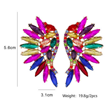 Нови 9 цветни сладки обеци за жени с форма на крило, корейски моден стил, луксозни кристални бижута, аксесоари за сватбени партита