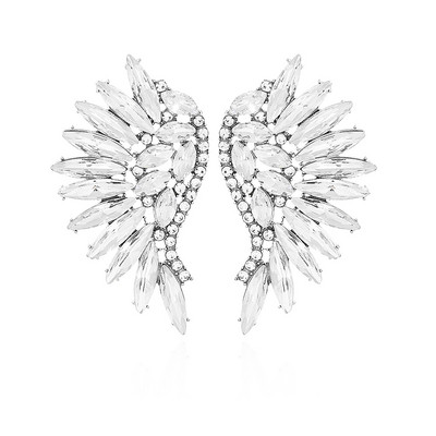 Нови 9 цветни сладки обеци за жени с форма на крило, корейски моден стил, луксозни кристални бижута, аксесоари за сватбени партита