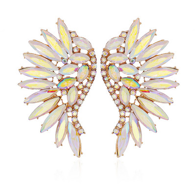 Нови 9 цветни сладки обеци за жени с форма на крило, корейски моден стил, луксозни кристални бижута, аксесоари за сватбени партита