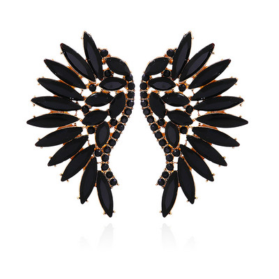 Нови 9 цветни сладки обеци за жени с форма на крило, корейски моден стил, луксозни кристални бижута, аксесоари за сватбени партита