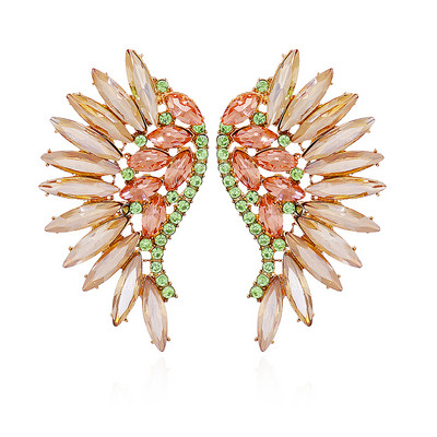 Нови 9 цветни сладки обеци за жени с форма на крило, корейски моден стил, луксозни кристални бижута, аксесоари за сватбени партита