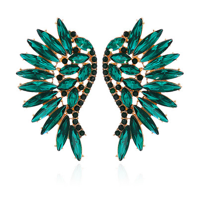 Нови 9 цветни сладки обеци за жени с форма на крило, корейски моден стил, луксозни кристални бижута, аксесоари за сватбени партита