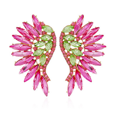 Нови 9 цветни сладки обеци за жени с форма на крило, корейски моден стил, луксозни кристални бижута, аксесоари за сватбени партита