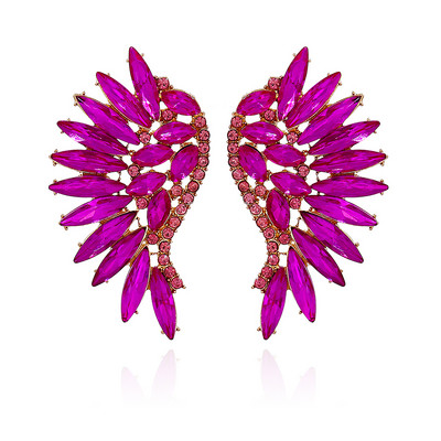 Нови 9 цветни сладки обеци за жени с форма на крило, корейски моден стил, луксозни кристални бижута, аксесоари за сватбени партита