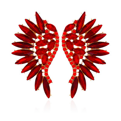 Нови 9 цветни сладки обеци за жени с форма на крило, корейски моден стил, луксозни кристални бижута, аксесоари за сватбени партита