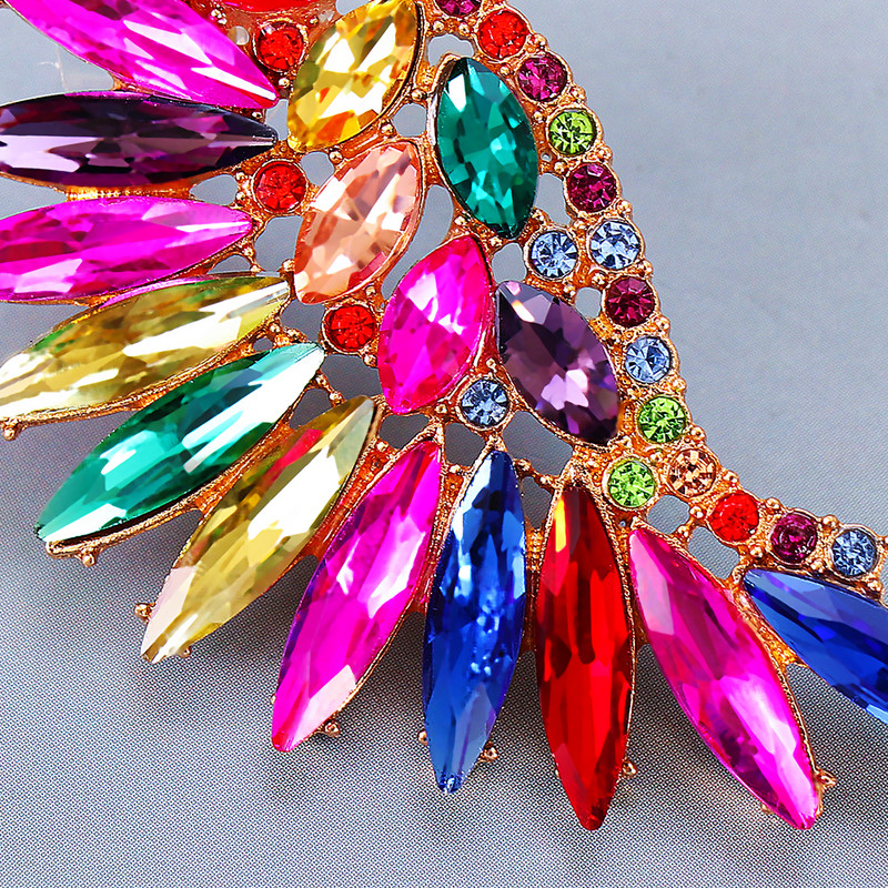 Нови 9 цветни сладки обеци за жени с форма на крило, корейски моден стил, луксозни кристални бижута, аксесоари за сватбени партита